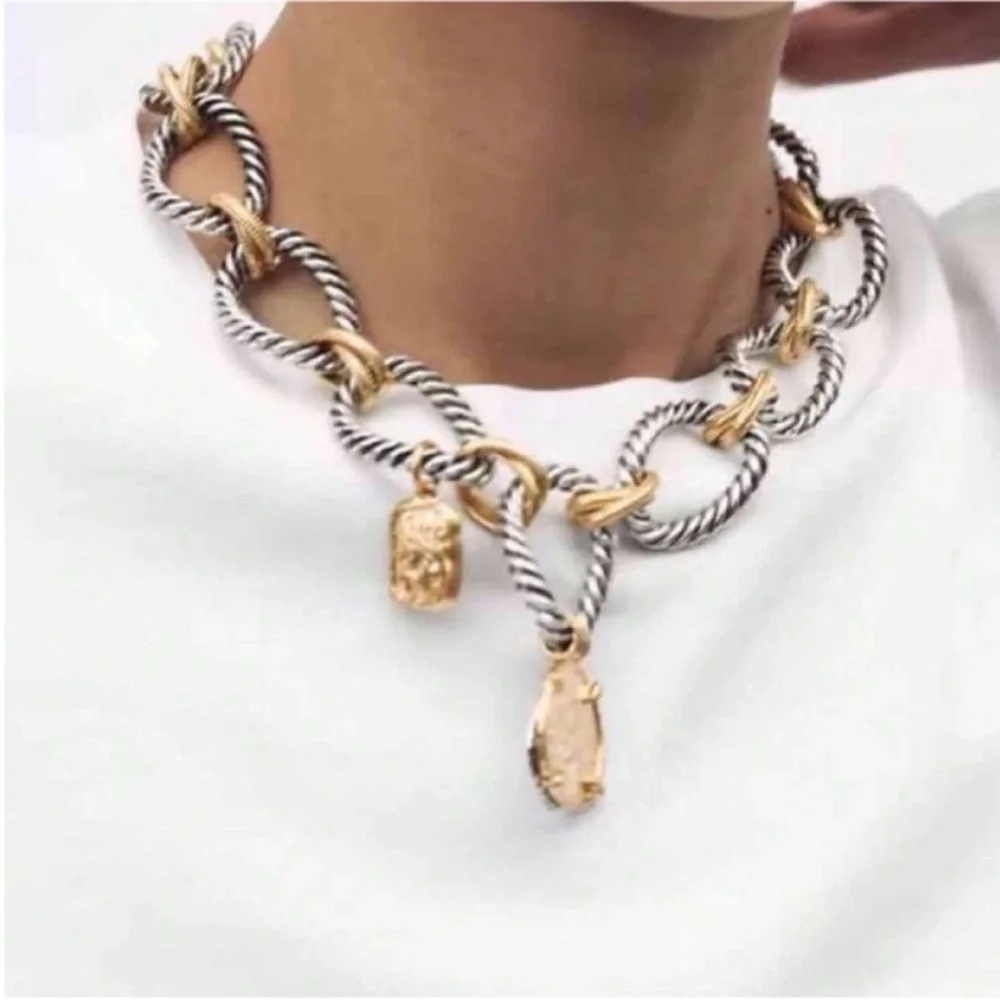 New! Zara Mixed Metal Coin Charm Necklace (1059) NWOT
